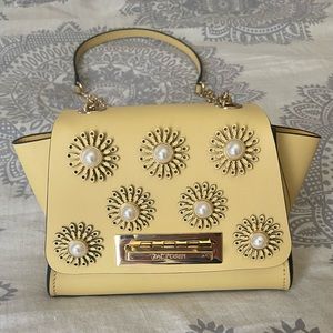 Pearly Sunburst Flower Leather Drop Chain Bag